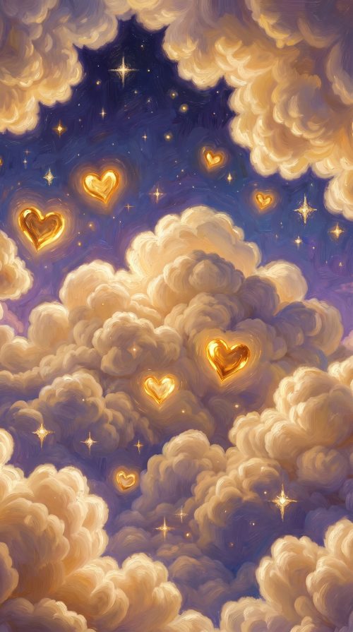 white cloud with gold heart