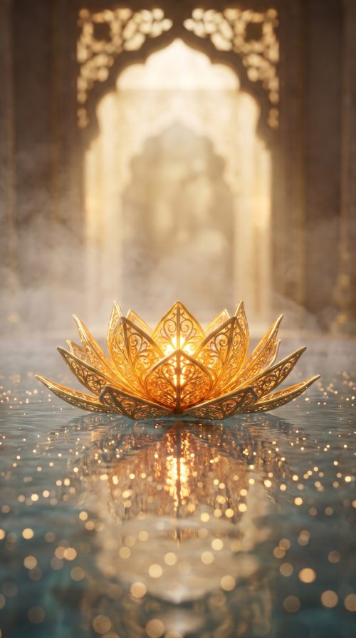 Golden_lotus_flower_on_water