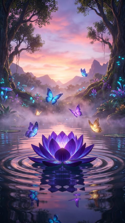 Lotus_flower_floating_on_pond