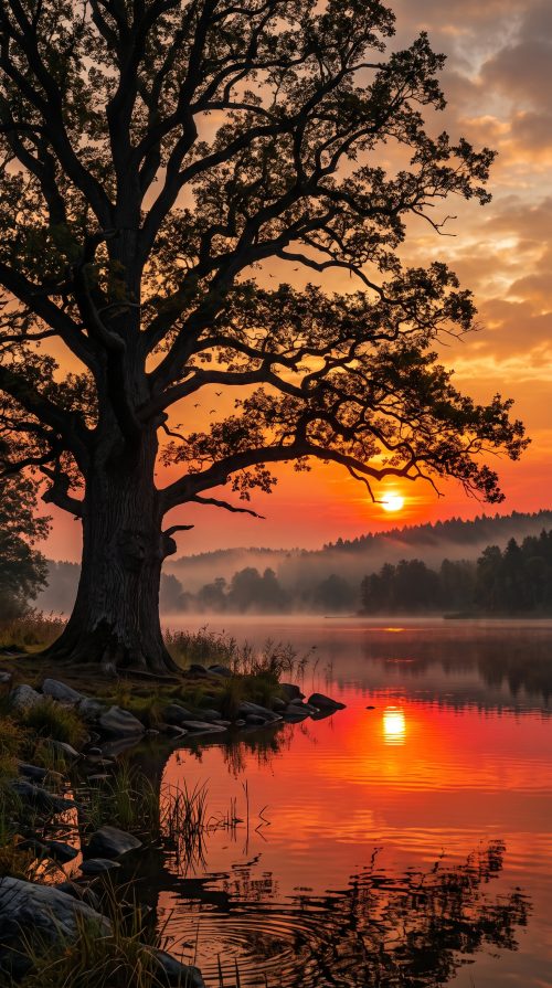 Gigantic_tree_beside_calm_lake