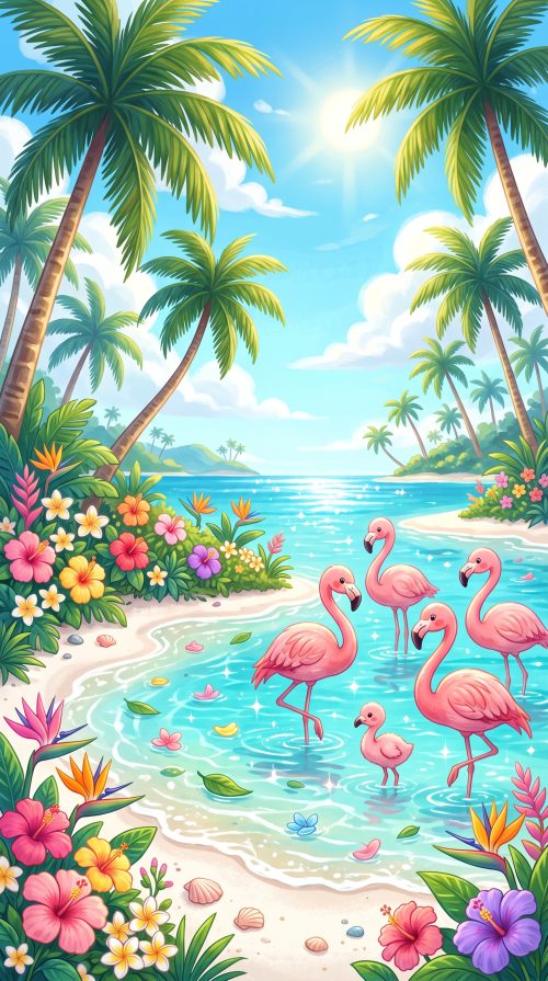 Pink_flamingos_standing_near_lagoon