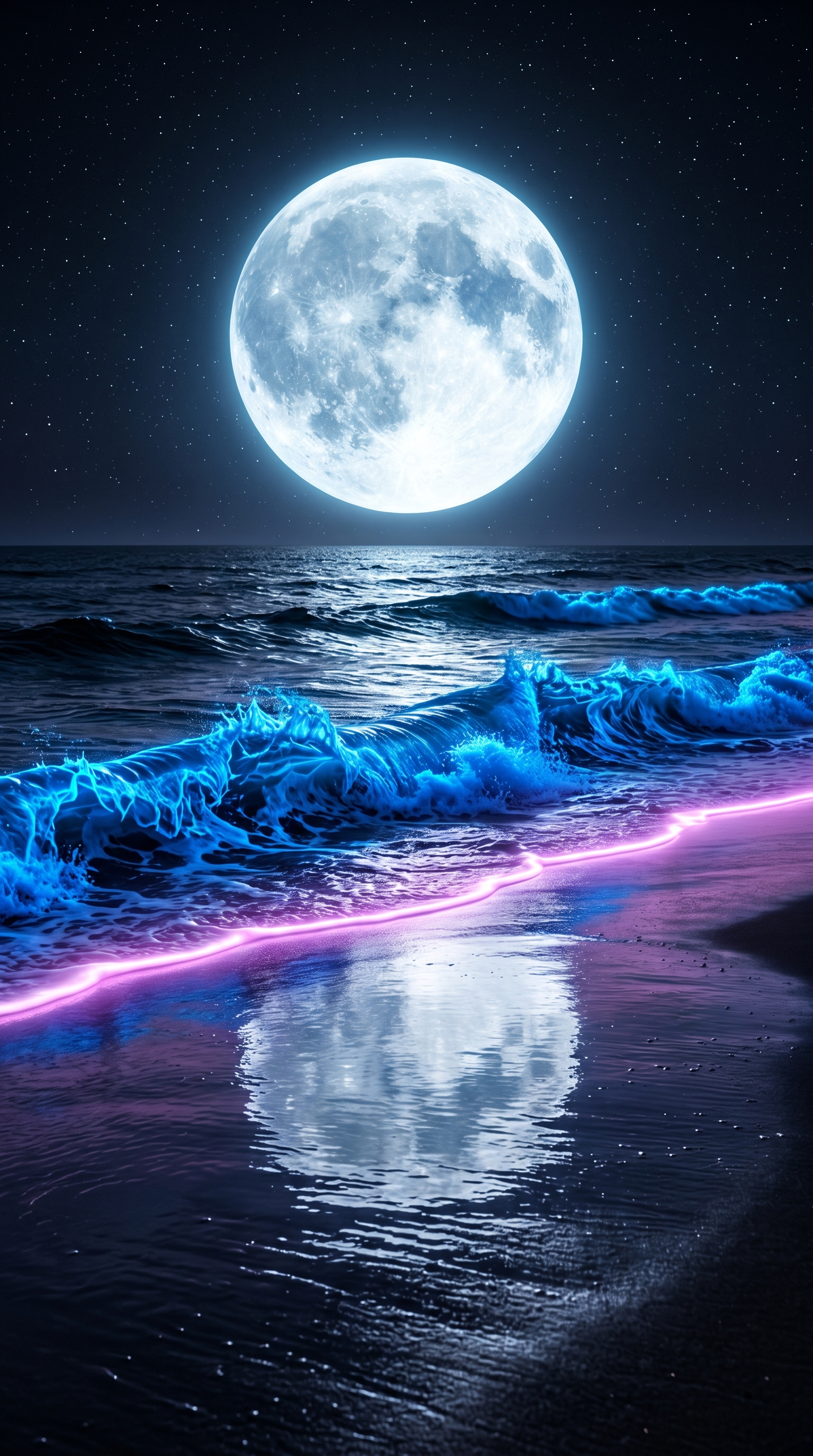 Neon Beach Giant Moon
