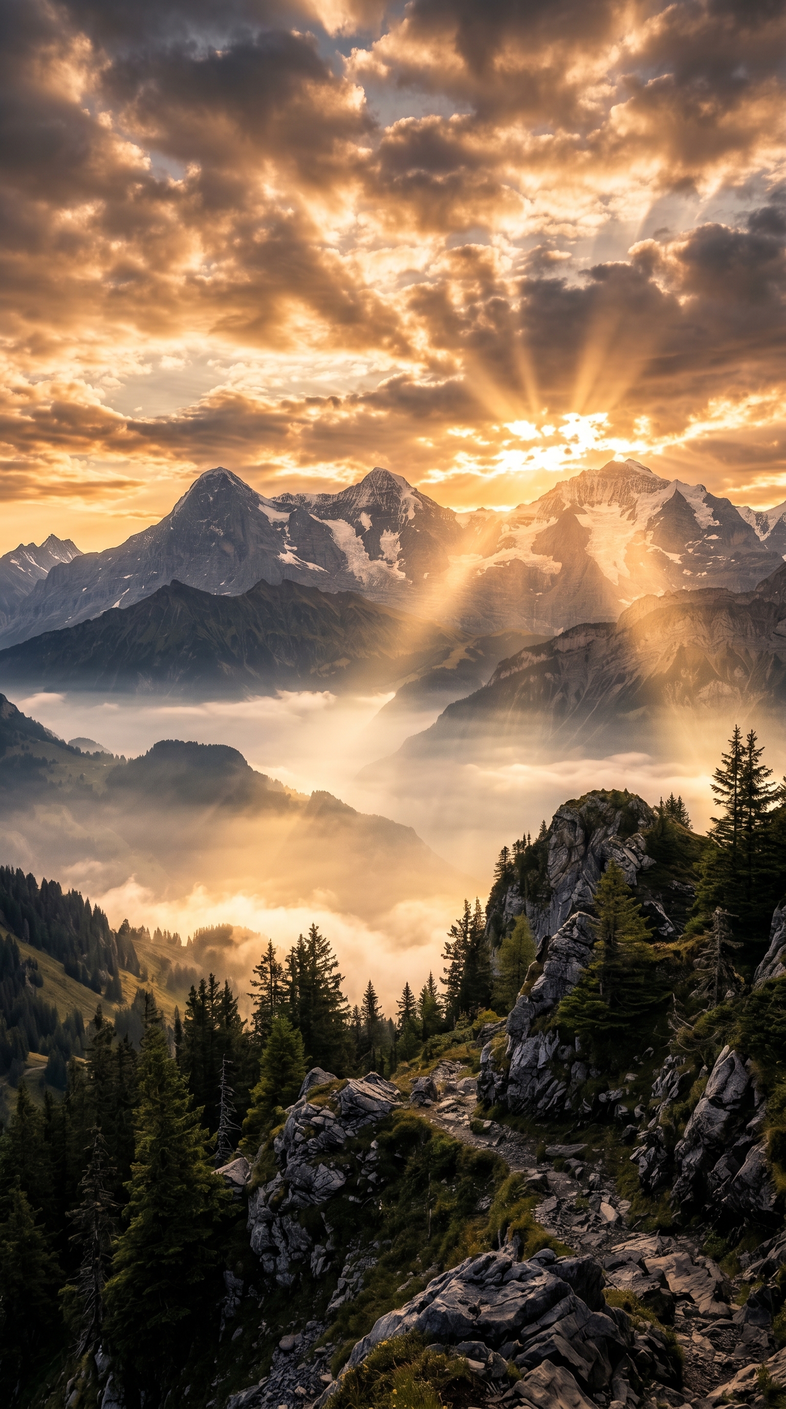 Epic Mountain Sunrise Fog