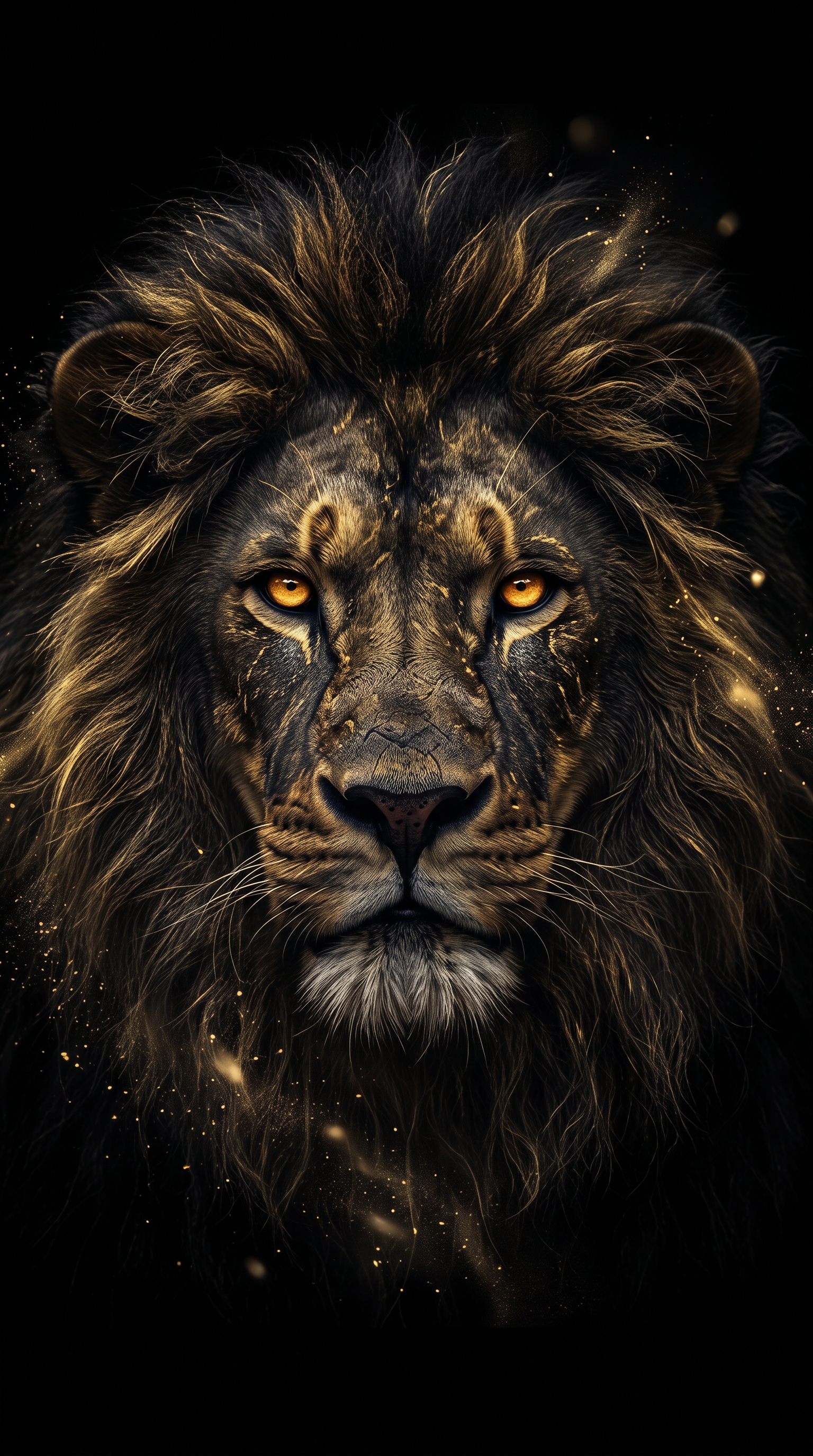 Lion_portrait_black_gold