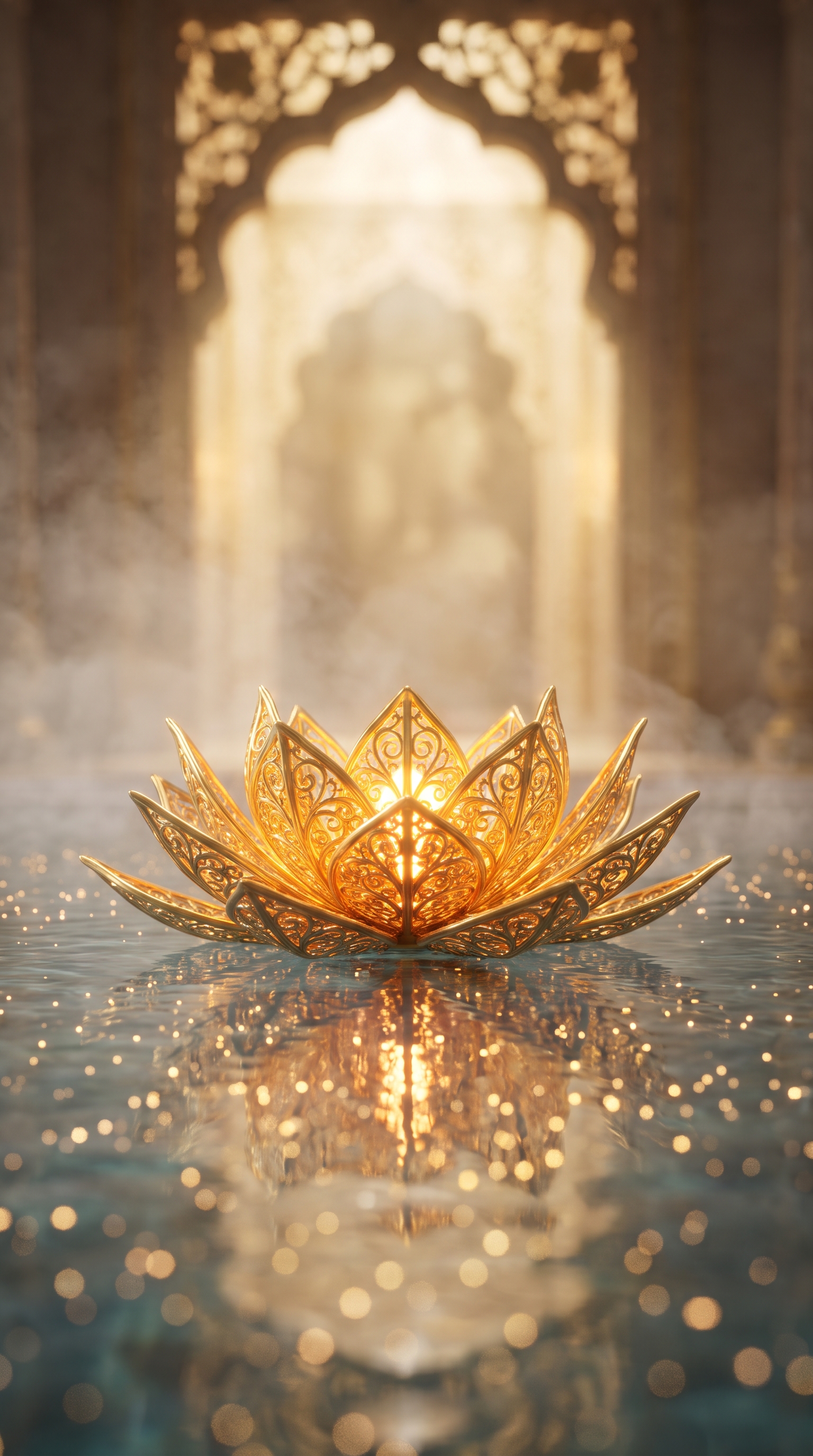 Golden_lotus_flower_on_water