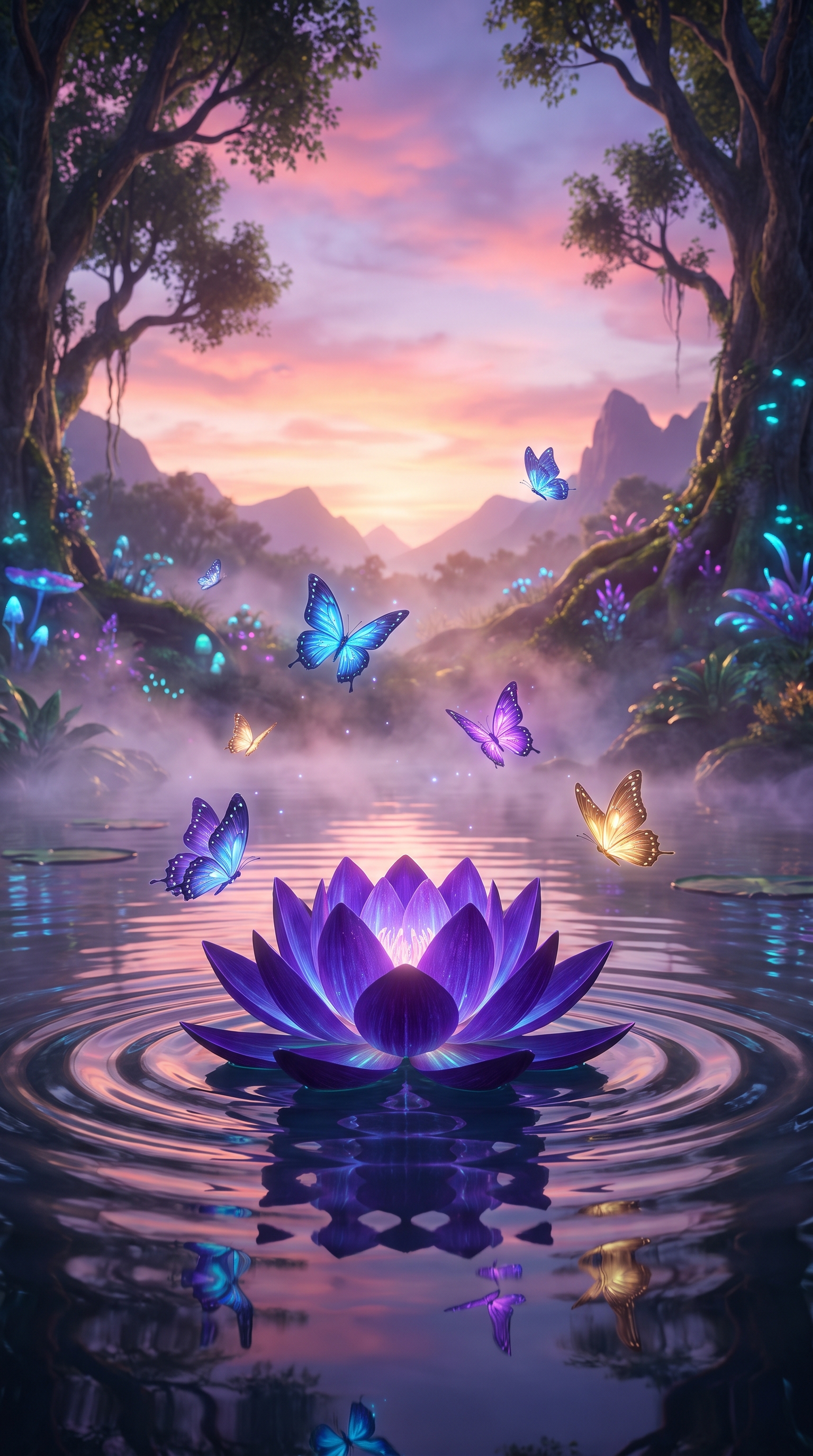 Lotus_flower_floating_on_pond