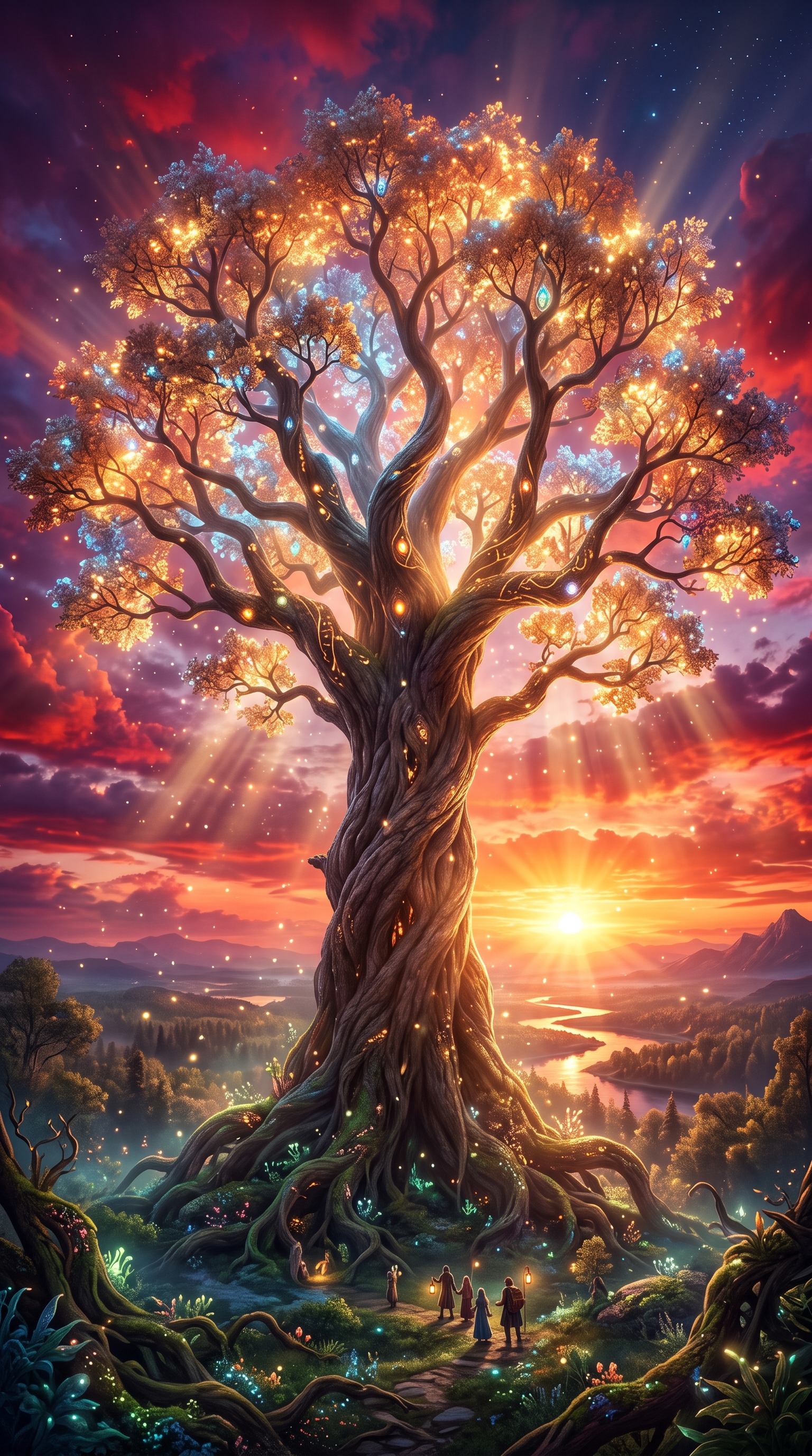 Giant_tree_glowing_branches_sunset_