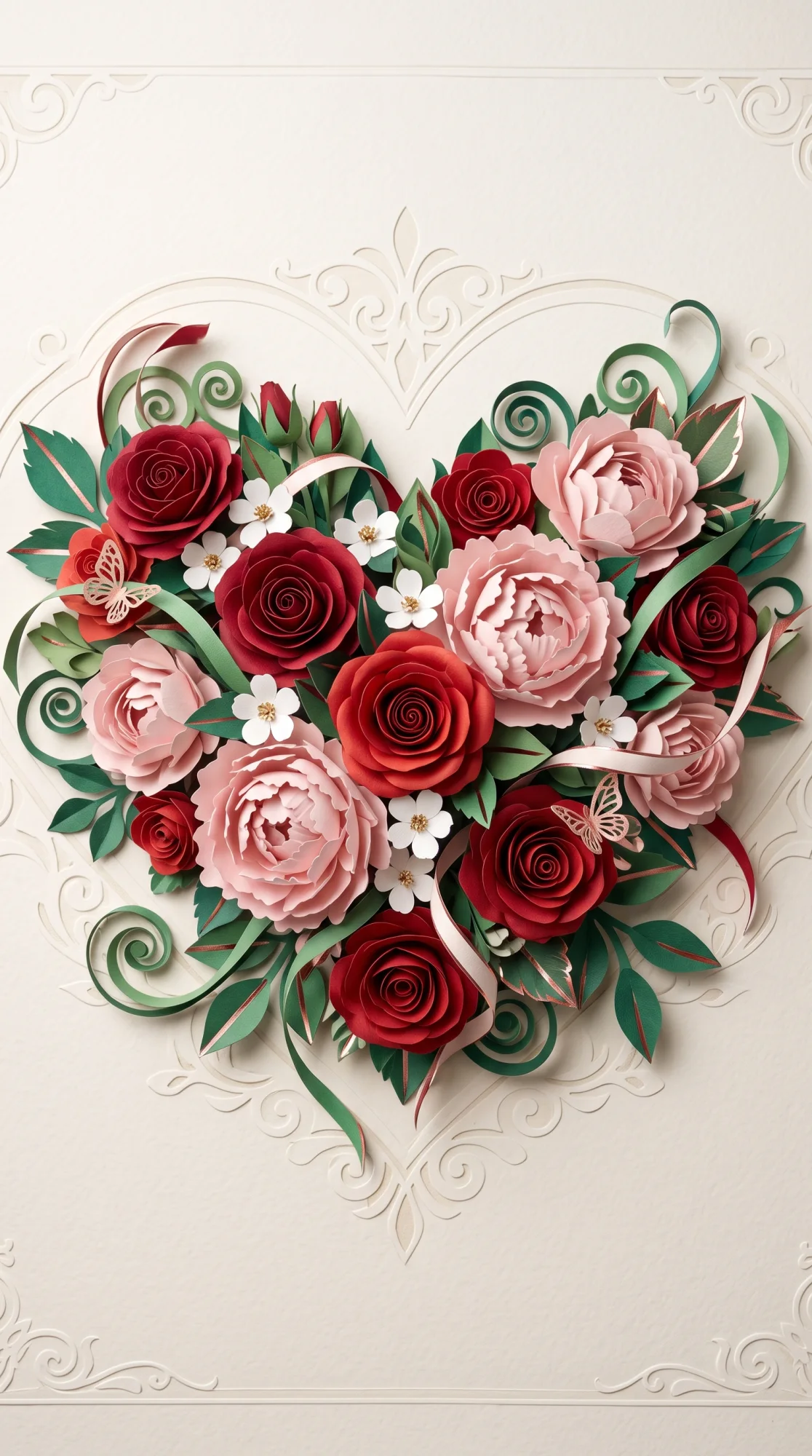 Paper heart with floral