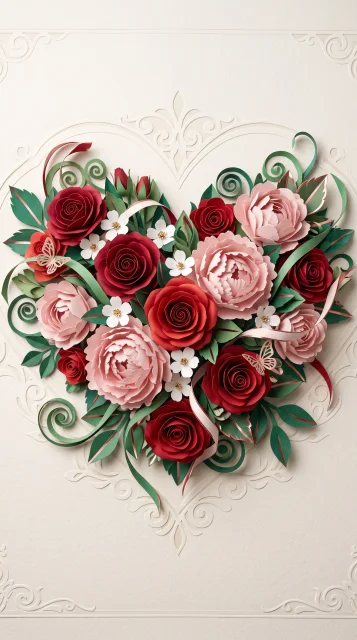 Paper heart with floral