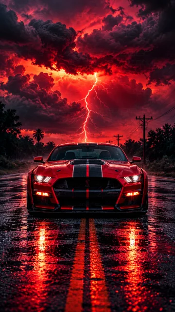 Crimson Lightning Muscle Car