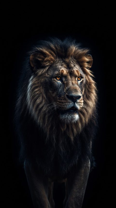 Balck amoled lion wallpaper