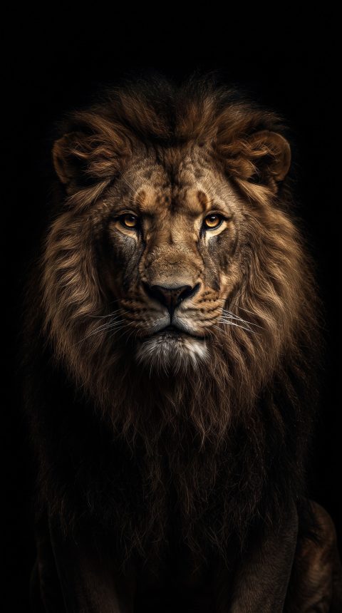 Balck amoled lion wallpaper
