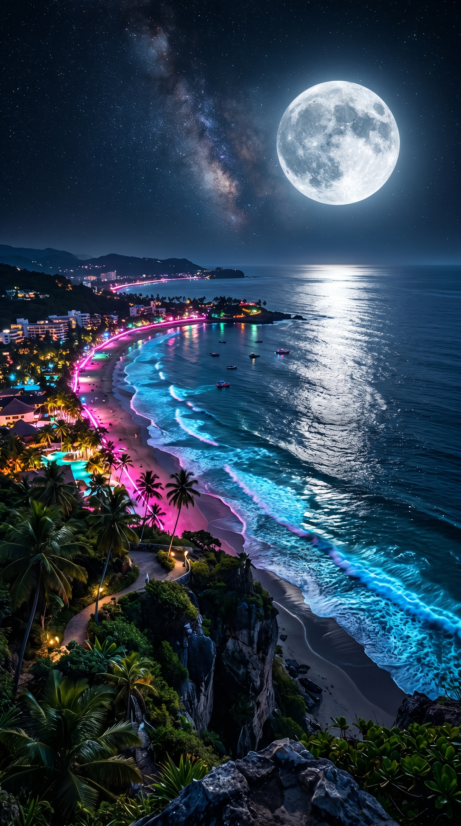 Cliffside Neon Beach View