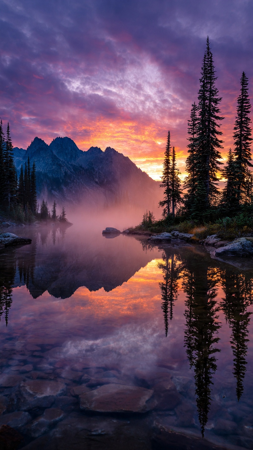 Serene Mountain Lake Sunrise