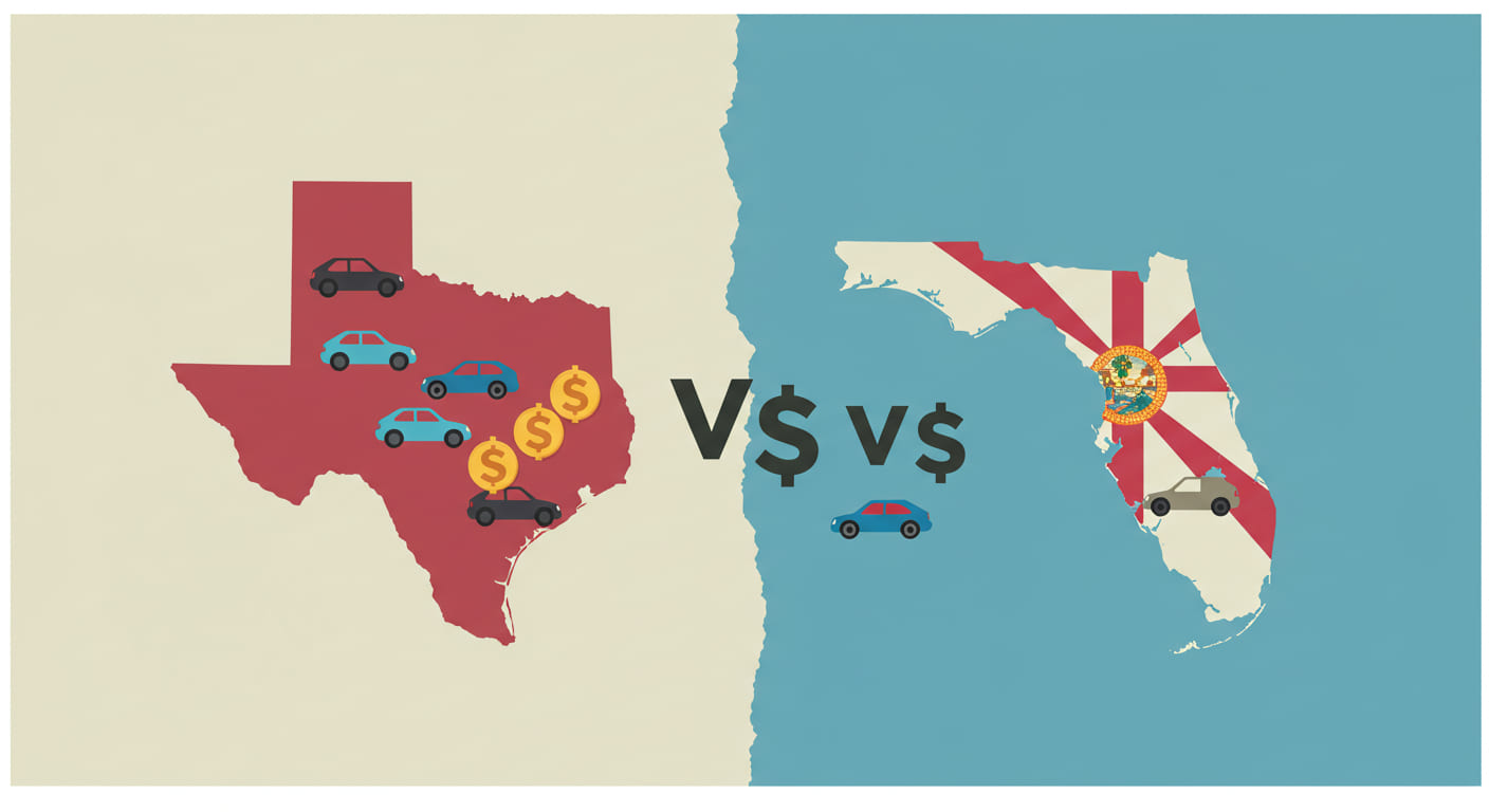 Is It Cheaper to Insure a Car in Texas or Florida? A 2025 Comparison